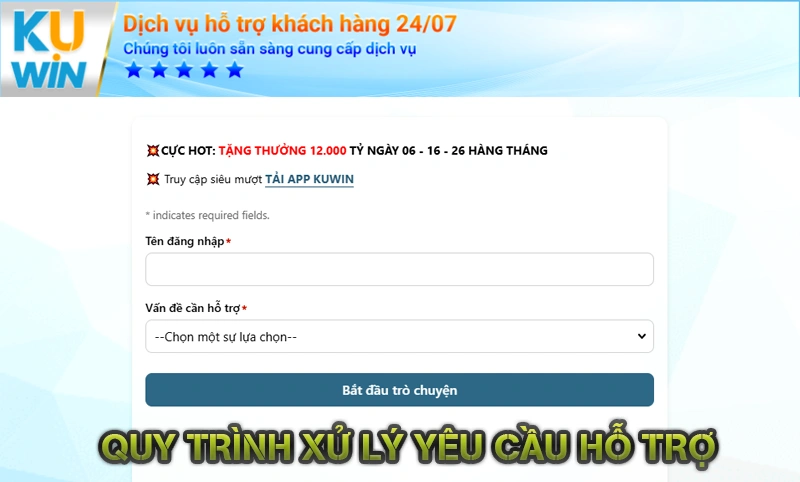 Liên Hệ KUWIN 3 Quy trình xử lý yêu cầu hỗ trợ